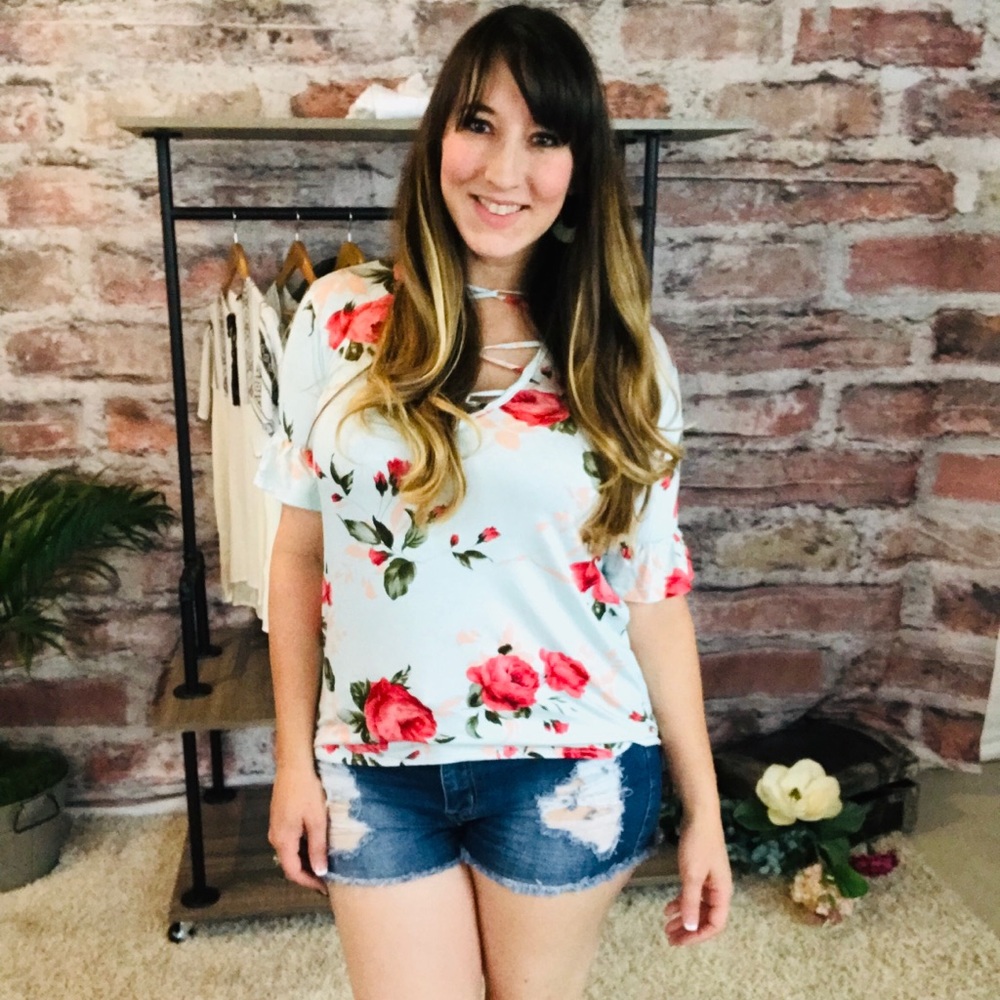 Light blue floral top